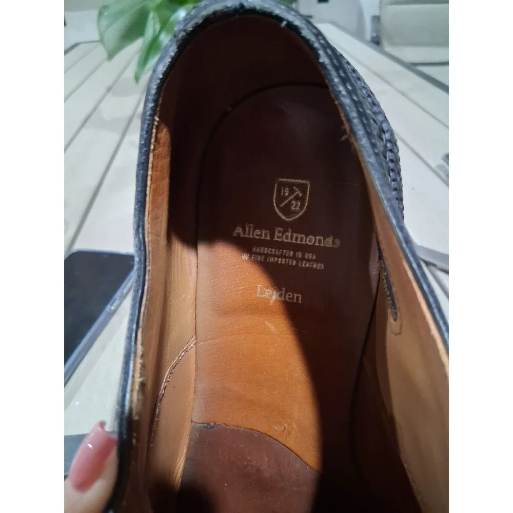 Allen Edmonds Leiden Men’s Black Leather Derby Shoes Sz 10 Made In USA Boxed